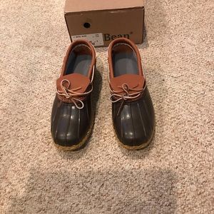 LL Bean NEW Rubber Leather Moccasins - brown/Tan - size 12
